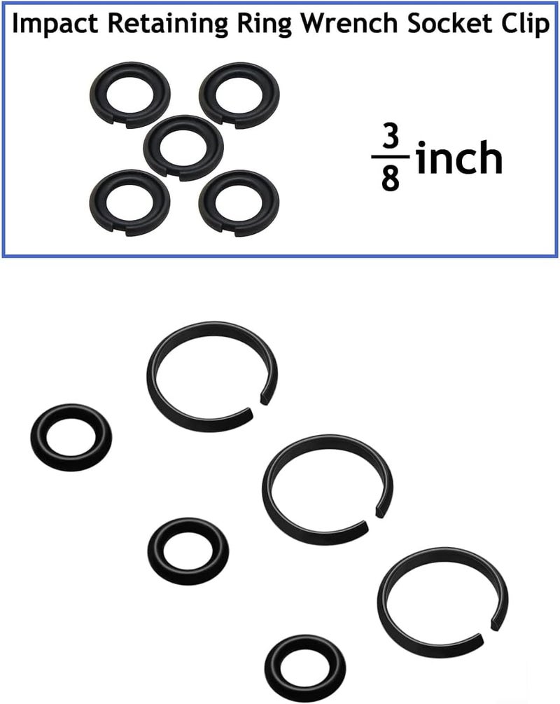 TALSWIF 3/8" Impact Retaining Ring Clip Impact Friction Ring with O-Ring fits Mmilwwaukiiii Type Impact Wrenchs, Square Drive Socket Retainer Ring（20 Sets/Pack） - Image 2